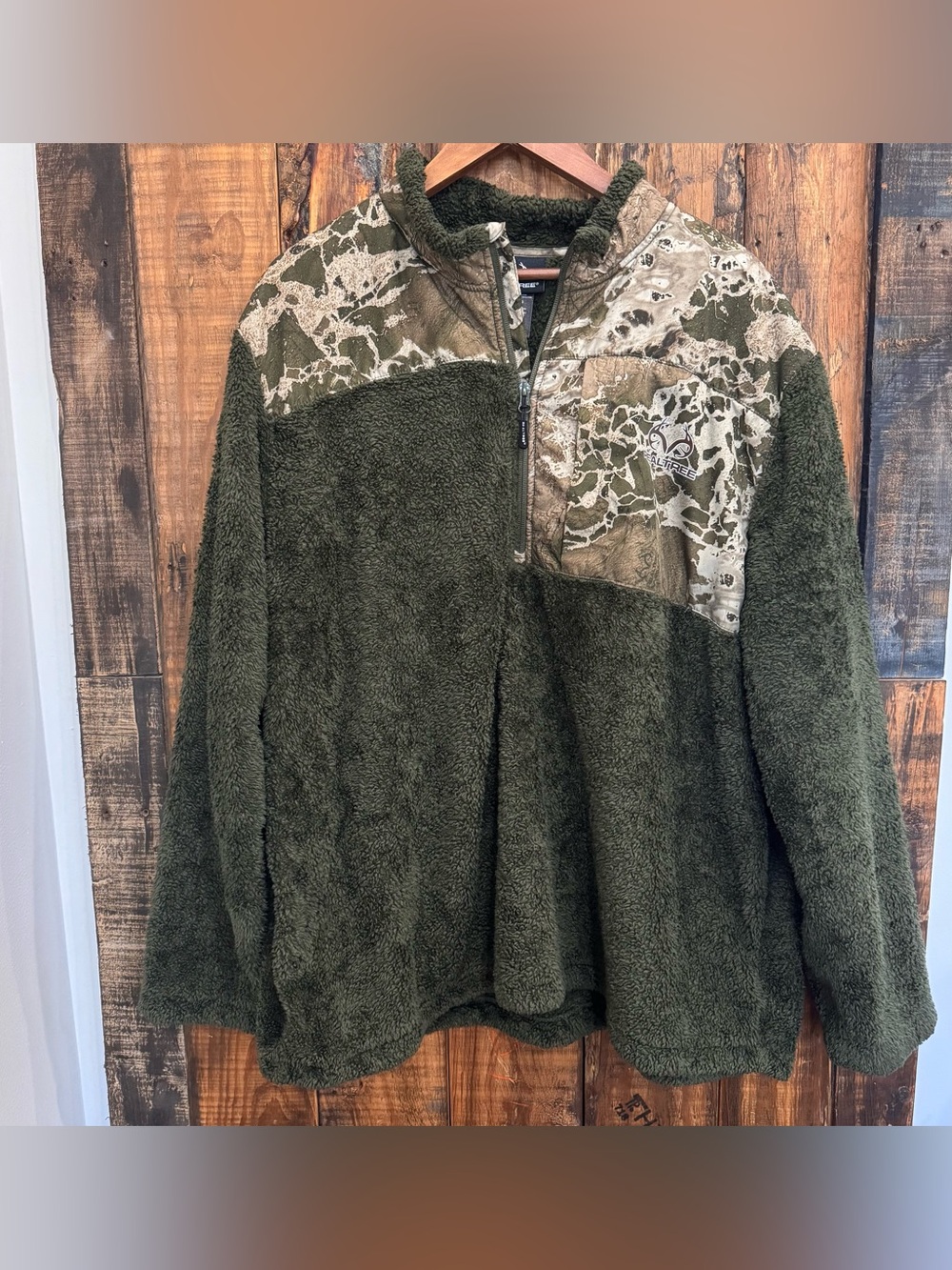 Realtree Camouflage 1/4 Zip Pullover Long Sleeve Sherpa Jacket Men's 3XL